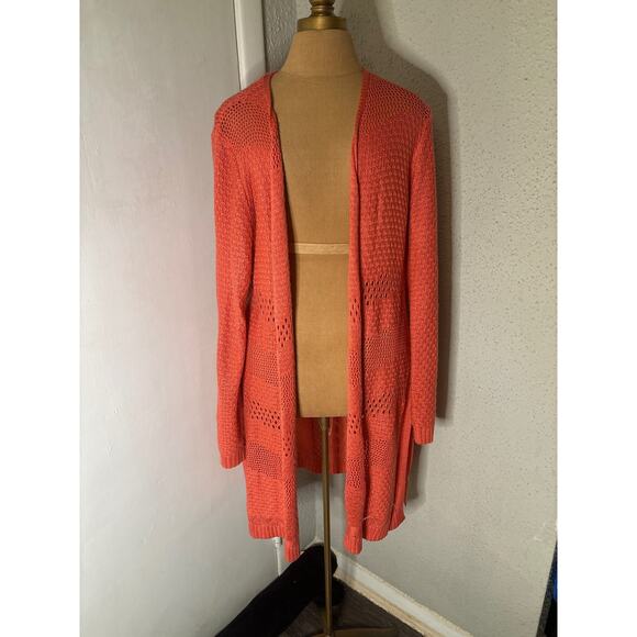 99 Jane Street Long Line Rust Open Front Cardigan XL Fall Winter Academia Boho - Picture 1 of 12